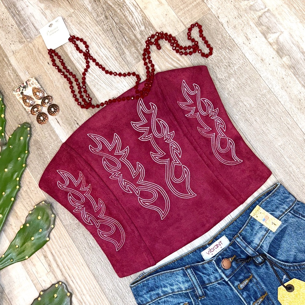 Western corset suede top